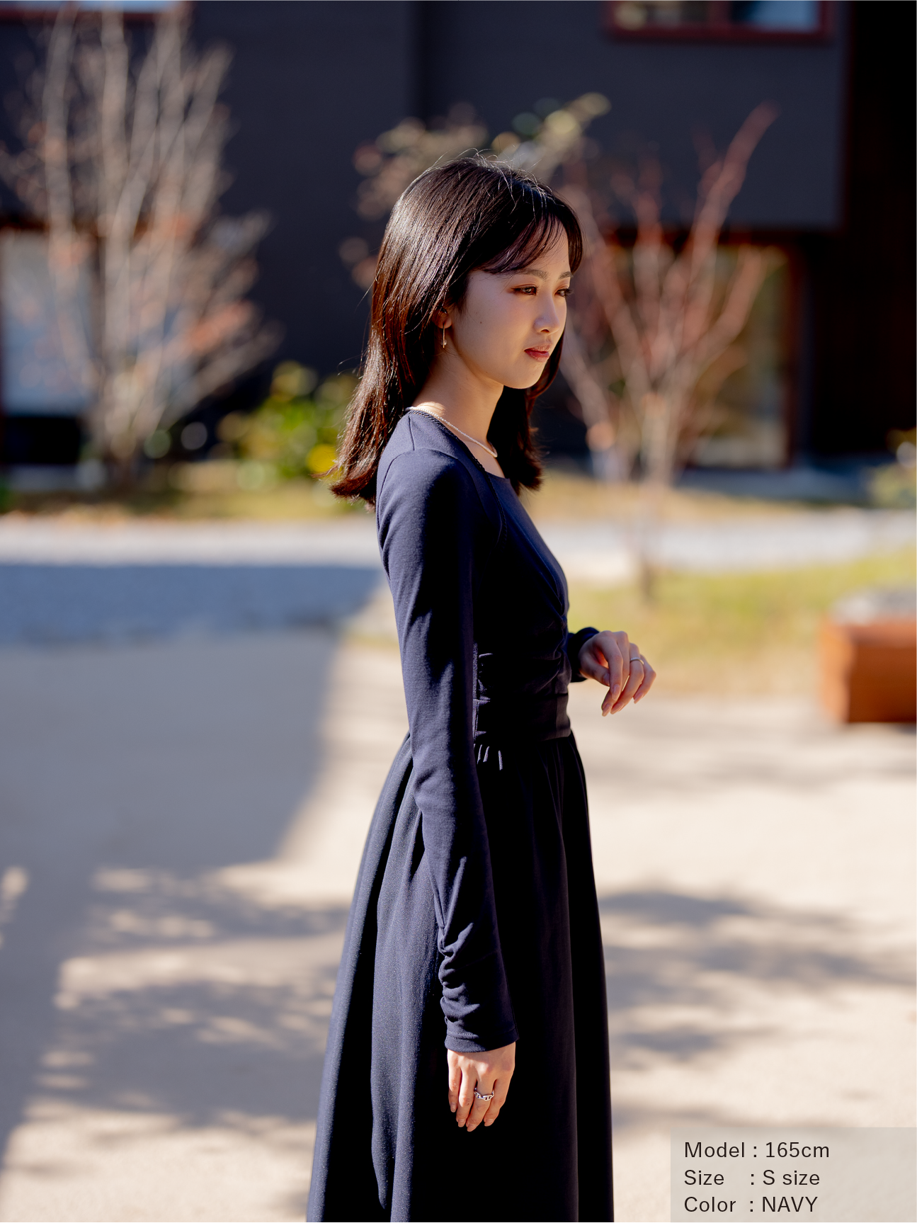 トラペーズネックフライスドッキングワンピース【オーガニックコットン】